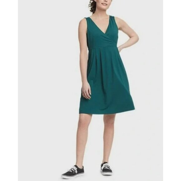 Eddie Bauer Green Aster Travex Dress w/Pockets Size XL Ultra-Soft Fitness Summer - Picture 1 of 6
